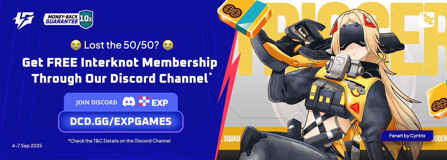 [MY PH SG TH VN] ZZZ Free Interknot Membership 50/50 Discord Seed Trigger